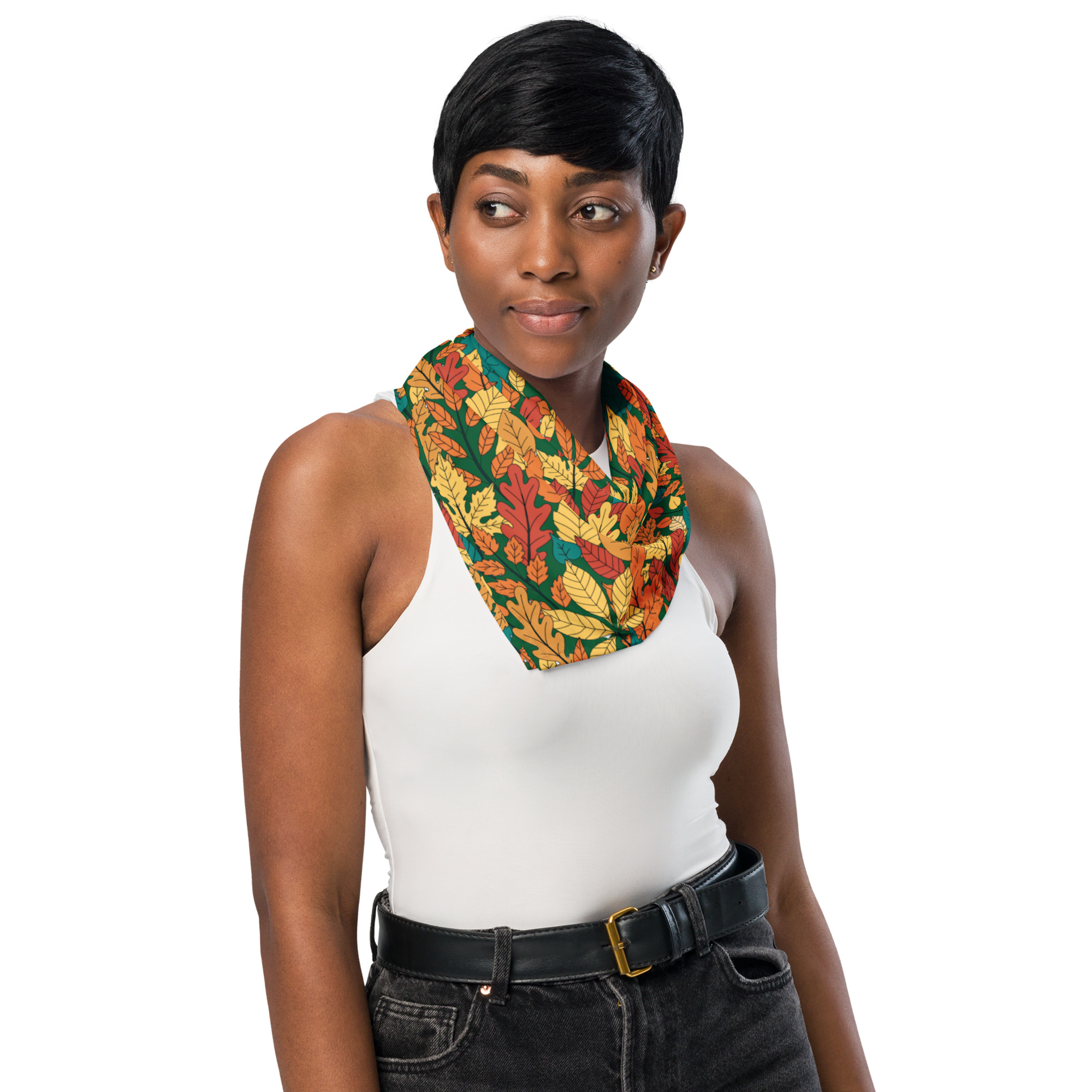 Autumn Leaves Green Bandana 6 Autumn Leaves Green Bandana - Image 6
