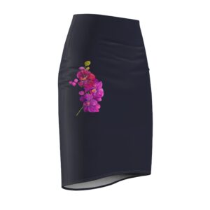 Pink Floral Midnight Blue Pencil Skirt