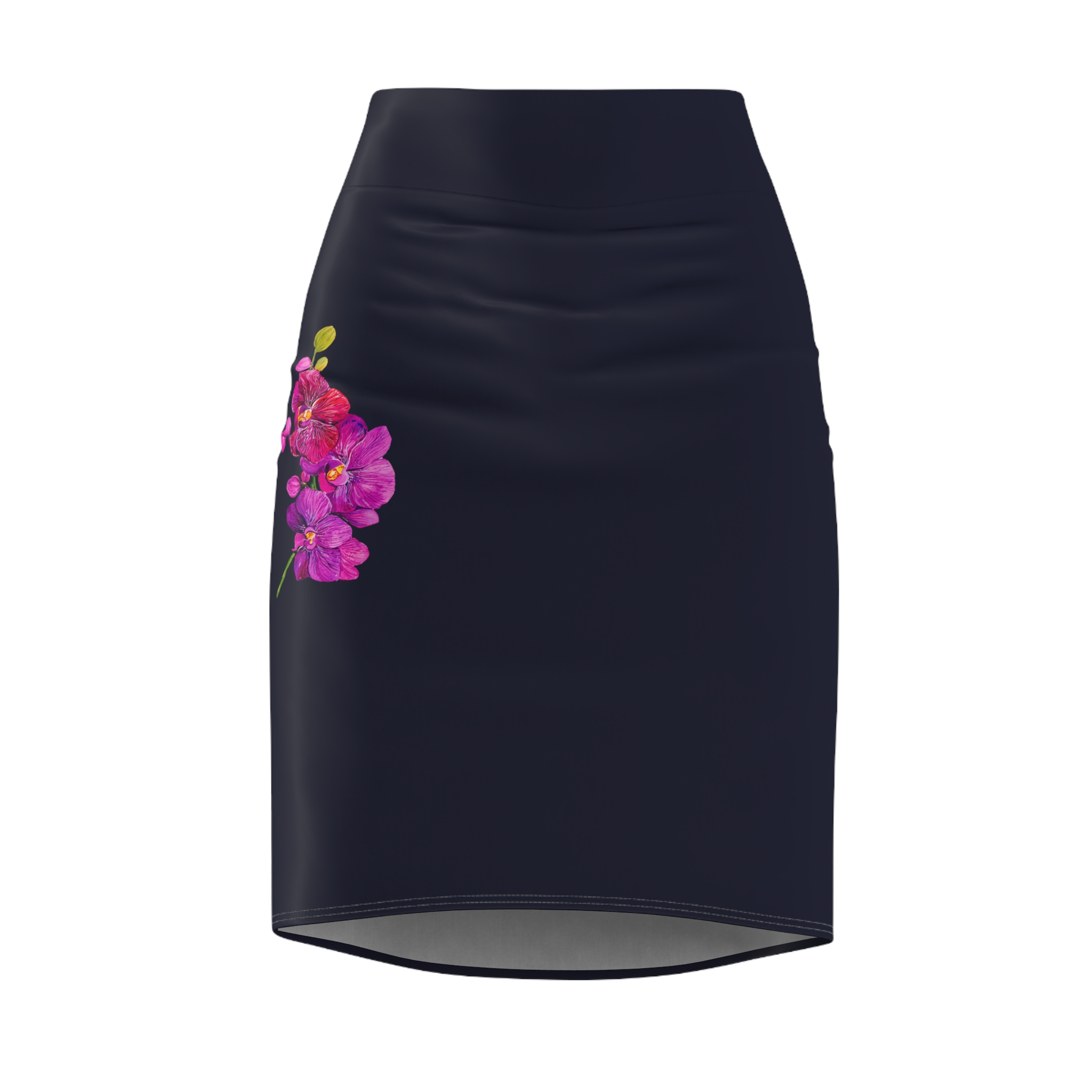 Pink Floral Midnight Blue Pencil Skirt 2 Pink Floral Midnight Blue Pencil Skirt - Image 2