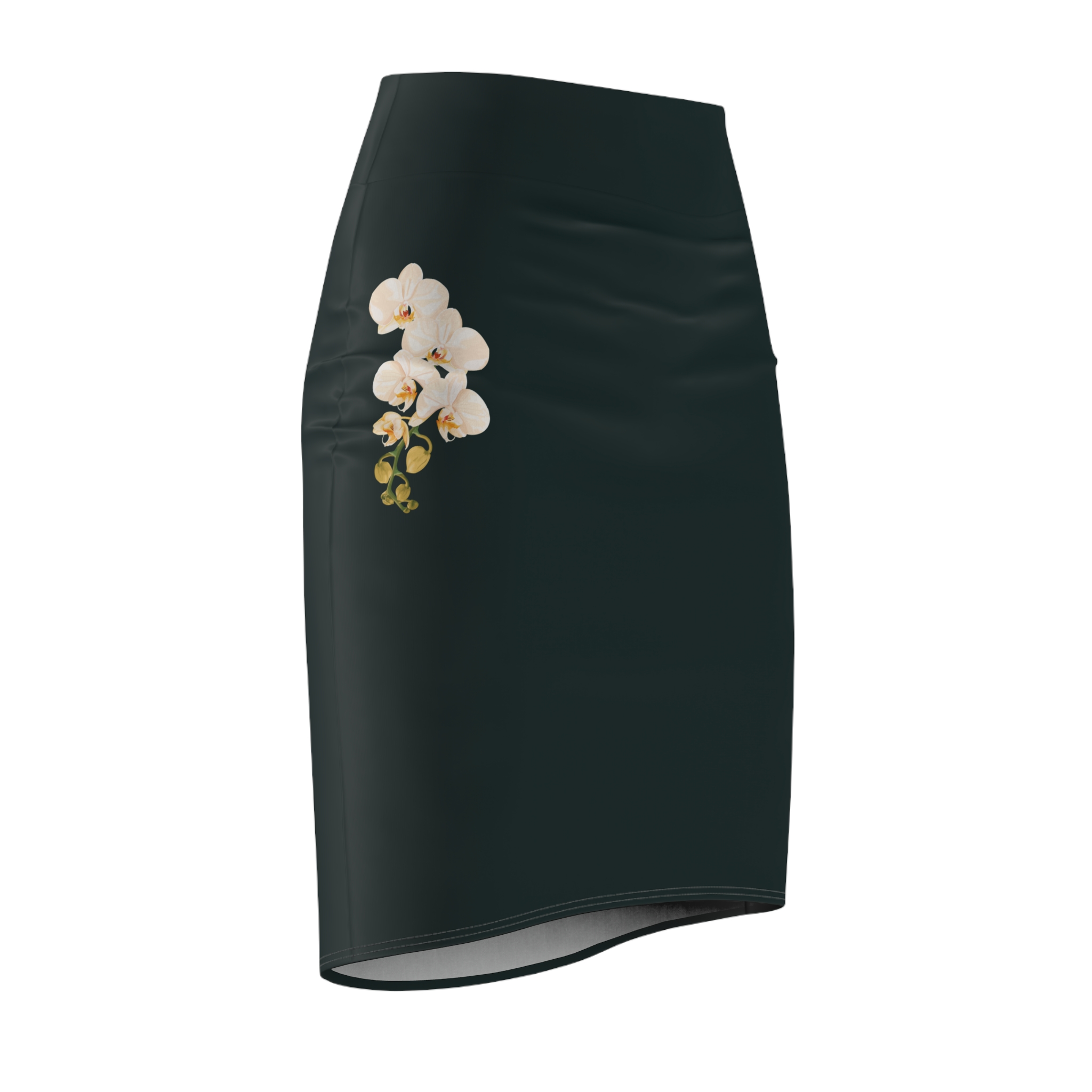 White Floral Deep Green Pencil Skirt 1 White Floral Deep Green Pencil Skirt