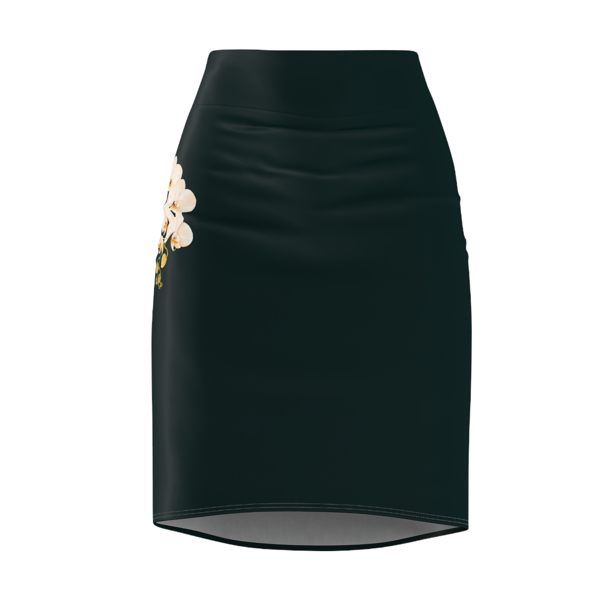 White Floral Deep Green Pencil Skirt 4 White Floral Deep Green Pencil Skirt - Image 4