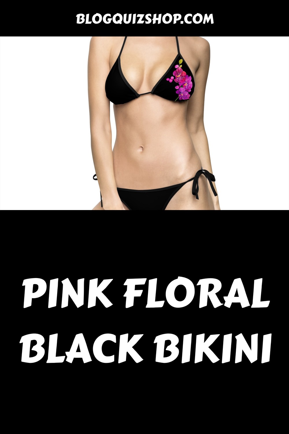 Pink Floral Black Bikini generated pin 34495