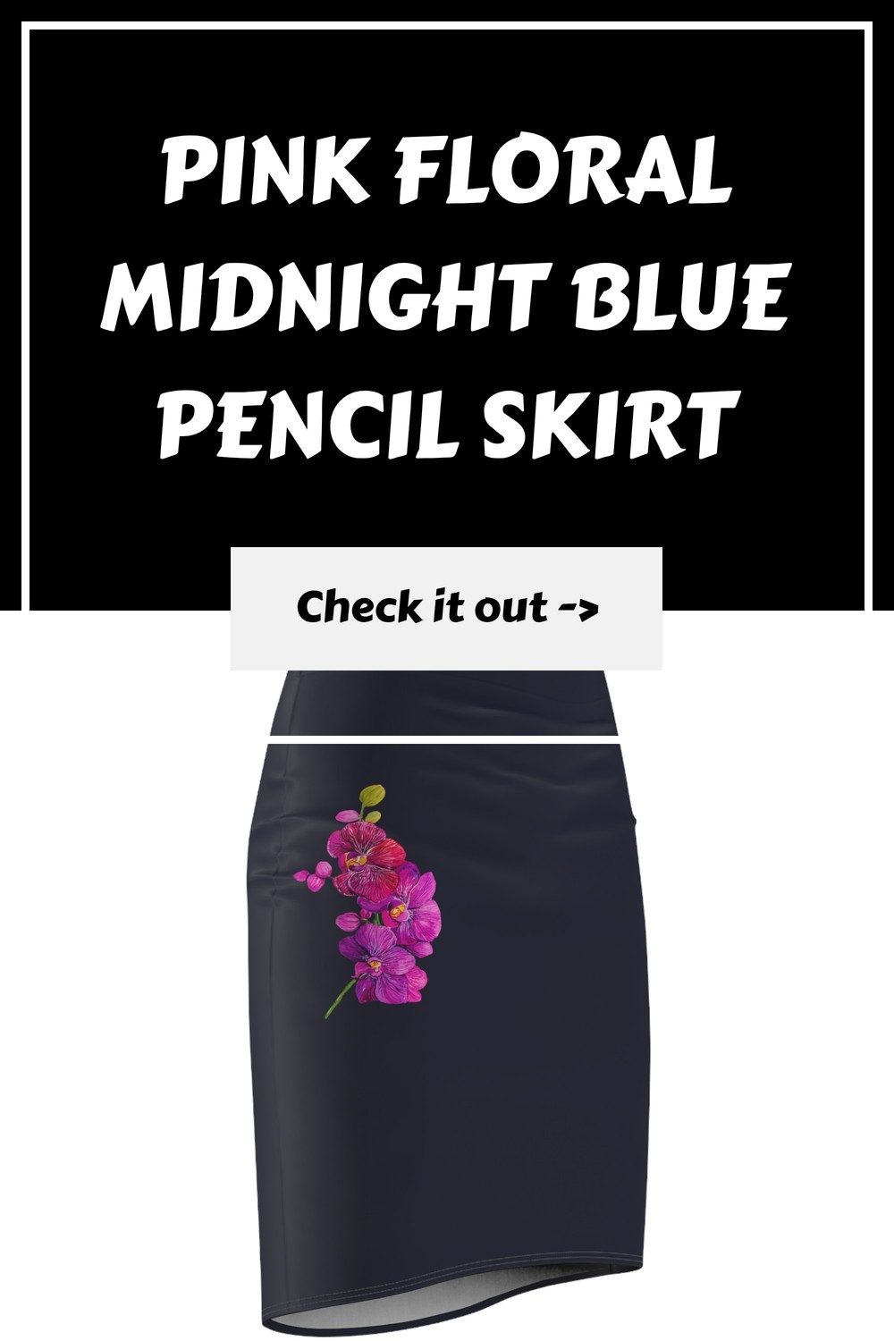 Pink Floral Midnight Blue Pencil Skirt 5 Pink Floral Midnight Blue Pencil Skirt generated pin 34708 1