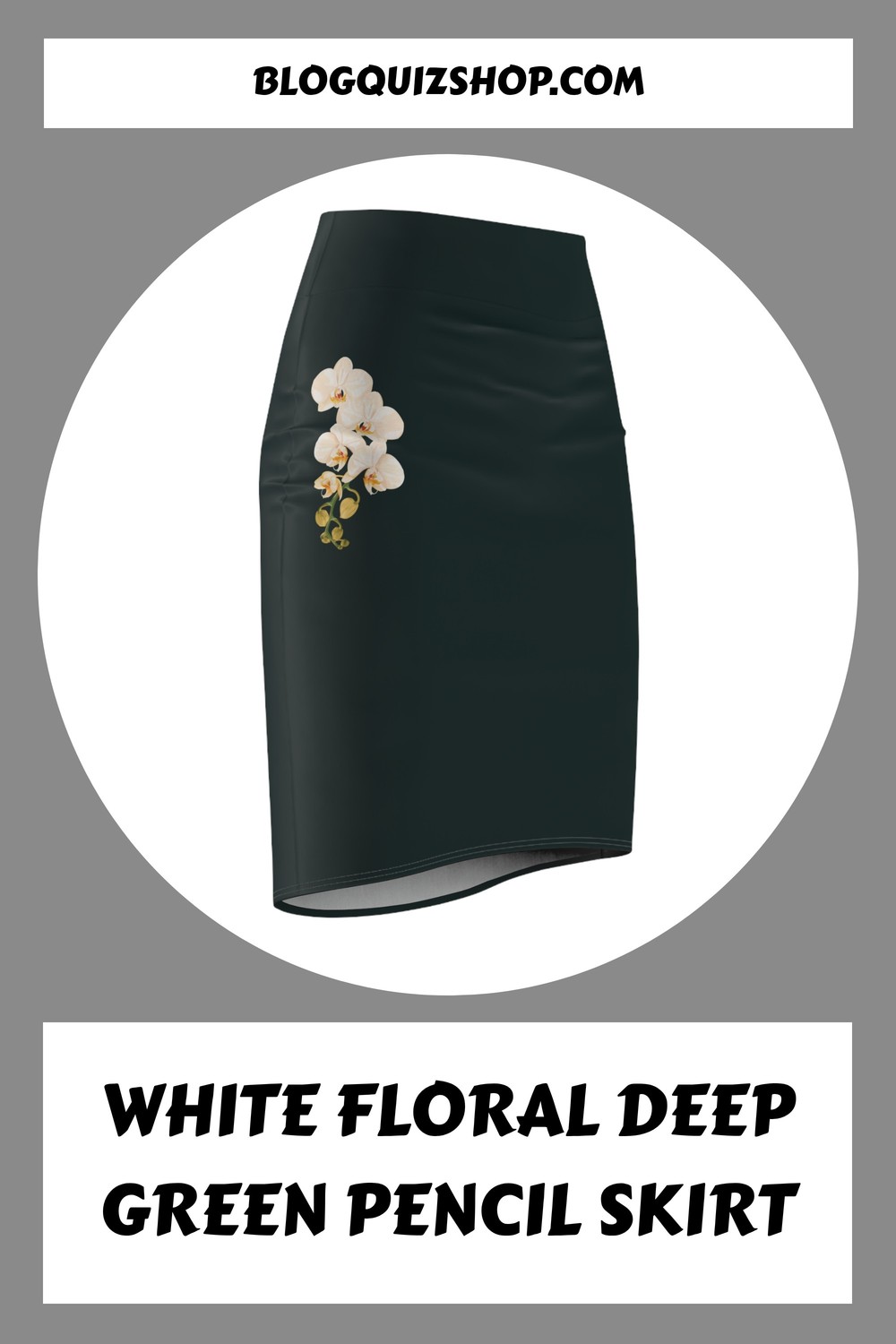White Floral Deep Green Pencil Skirt 6 White Floral Deep Green Pencil Skirt generated pin 34733 2